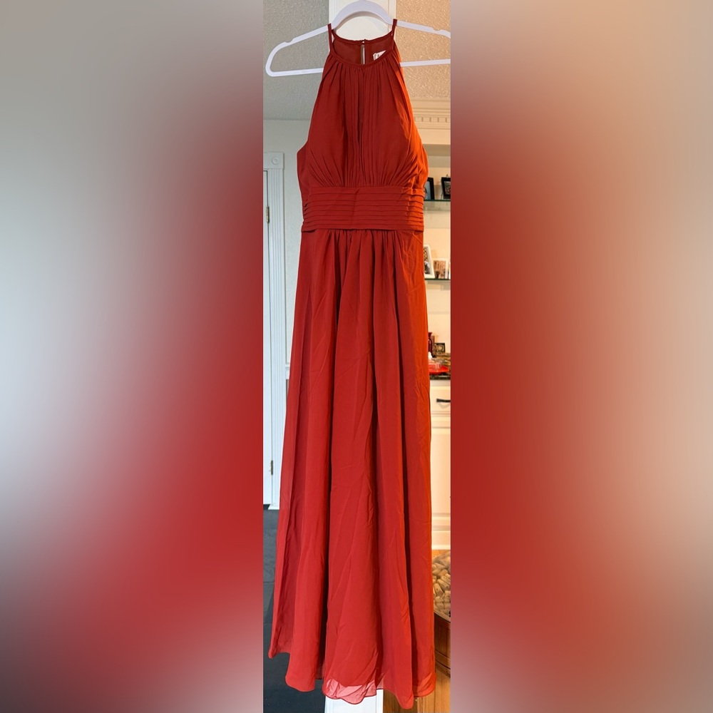 Sleeveless Burnt Orange Halter Maxi Dress